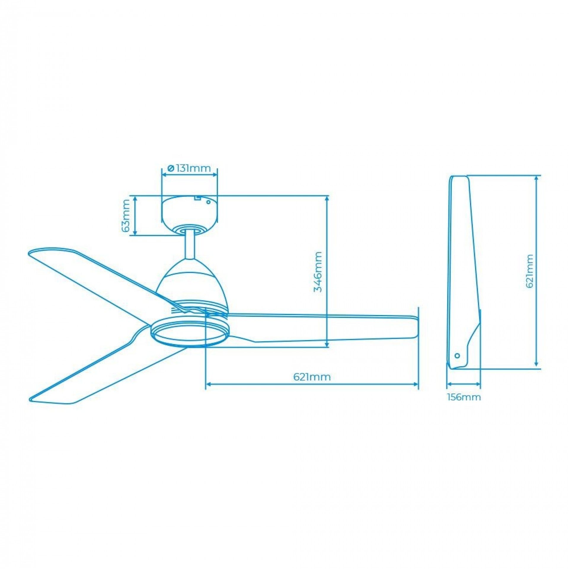 Ventoinha de teto modelo java. cor branco potência: 60w lâminas: ø130cm com controle remoto refª 339