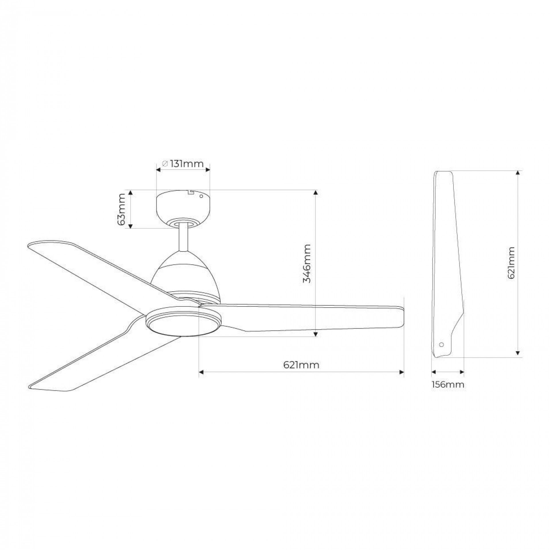 Ventoinha de teto modelo java. cor branco potência: 60w lâminas: ø130cm com controle remoto refª 339