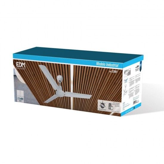 Ventoinha de teto modelo industrial. cor branco. potência: 60w lâminas: ø140cm com controlador de pa Ventoinha de teto modelo industrial. cor branco. potência: 60w lâminas: ø140cm com controlador de pa