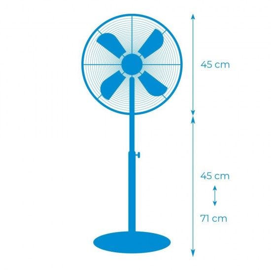 Ventoinha de pé com base circular. cromado. potência: 60w aspas: ø40cm altura regulável 90-116cm ref Ventoinha de pé com base circular. cromado. potência: 60w aspas: ø40cm altura regulável 90-116cm ref