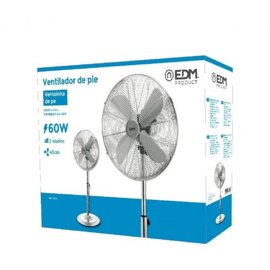 Ventoinha de pé com base circular. cromado. potência: 60w aspas: ø40cm altura regulável 90-116cm ref Ventoinha de pé com base circular. cromado. potência: 60w aspas: ø40cm altura regulável 90-116cm ref