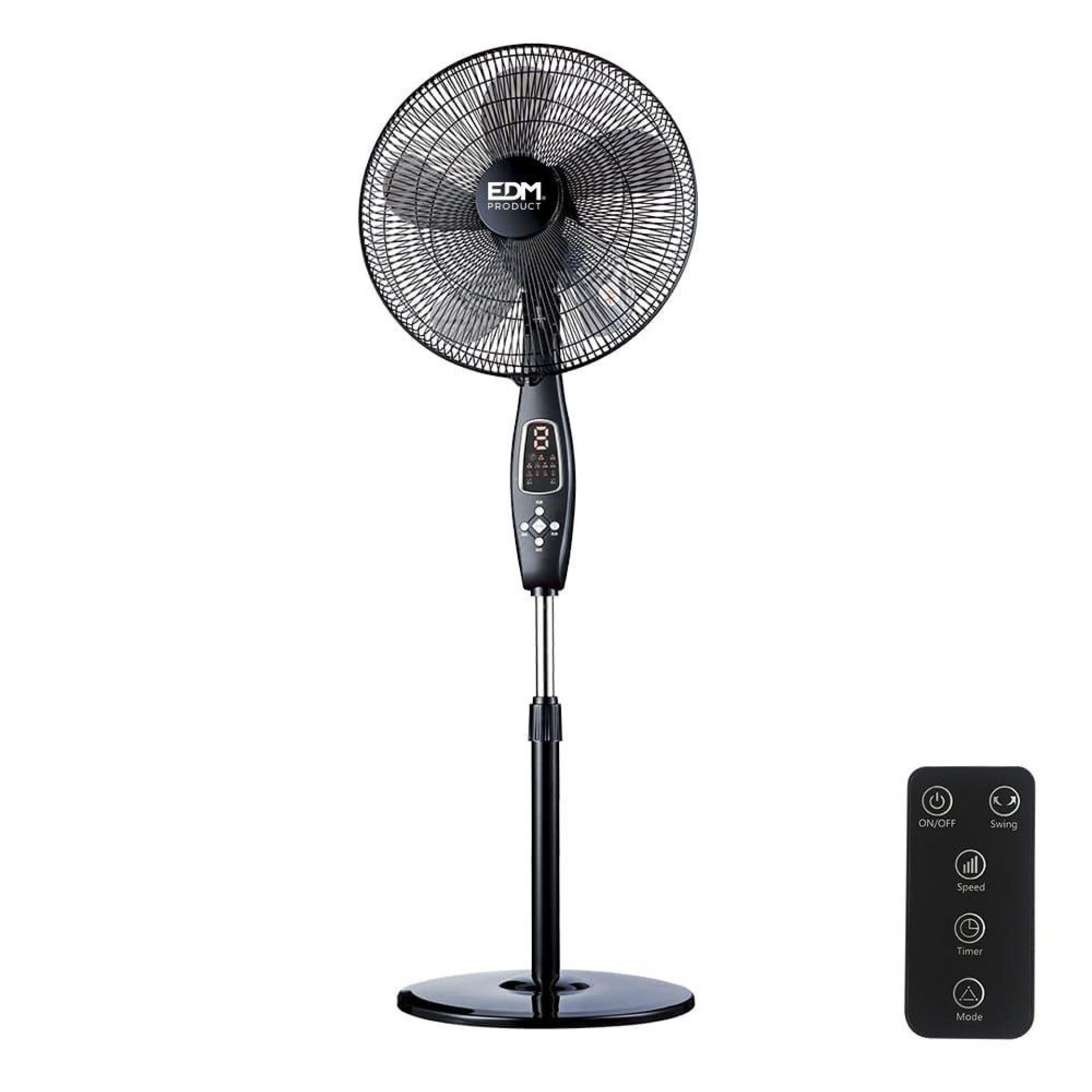 Ventoinha de pé. cor preto com controle remoto. potência: 60w lâminas: ø40cm altura ajustável 110-13