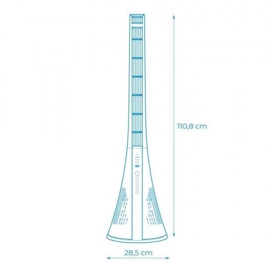 Ventoinha de torre. potncia: 50w com comando. cor branco 28,5x27,8x110,8cm ref 33955 EDM