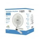 Ventoinha de pinça. cor branco. potência: 15w aspas: ø15cm 28cm refª 33961 EDM Ventoinha de pinça. cor branco. potência: 15w aspas: ø15cm 28cm refª 33961 EDM
