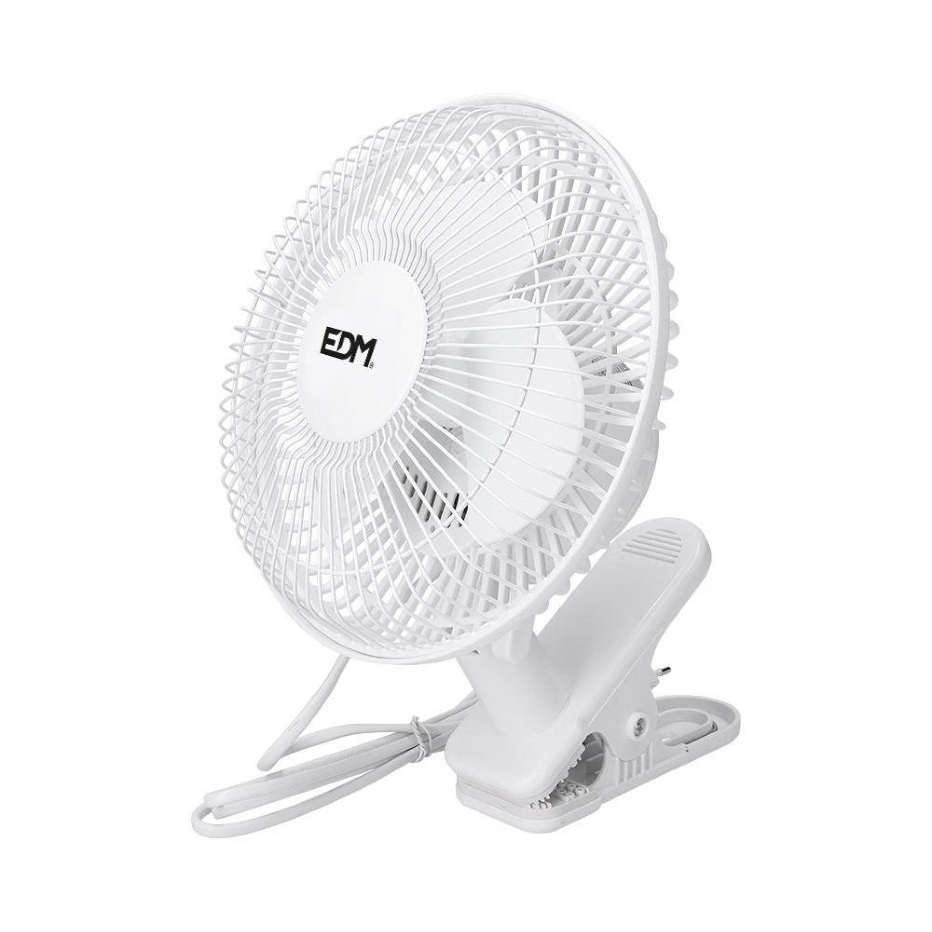 Ventoinha de pinça. cor branco. potência: 15w aspas: ø15cm 28cm refª 33961 EDM