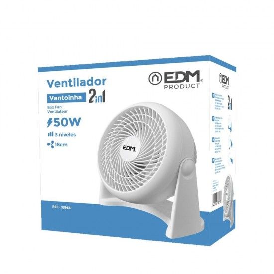 Ventoinha 2 em 1 (piso e parede) cor branco. potência: 50w lâminas: ø18cm 26,5x15,5x27,7cm refª 3395 Ventoinha 2 em 1 (piso e parede) cor branco. potência: 50w lâminas: ø18cm 26,5x15,5x27,7cm refª 3395