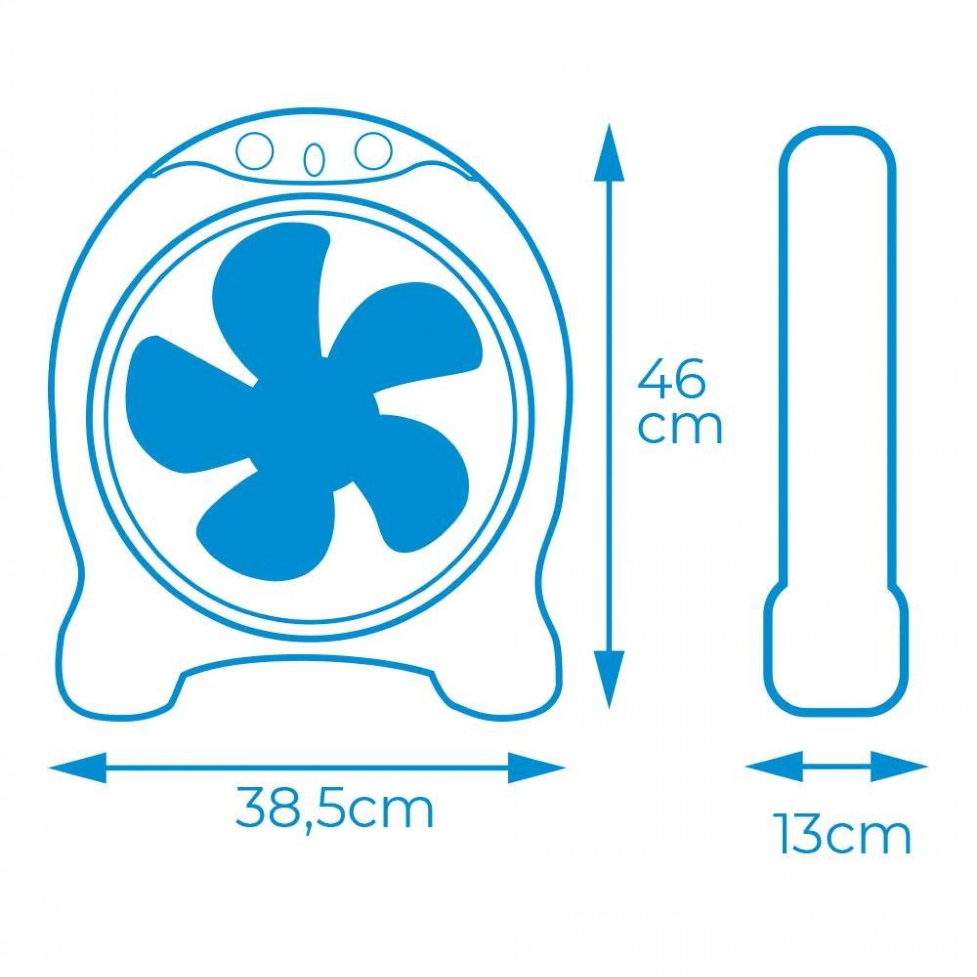 Ventoinha box fan cor branca/cinza. potencia: 45w lâminas: ø30,5cm 38,5x13x46cm refª 33951 EDM