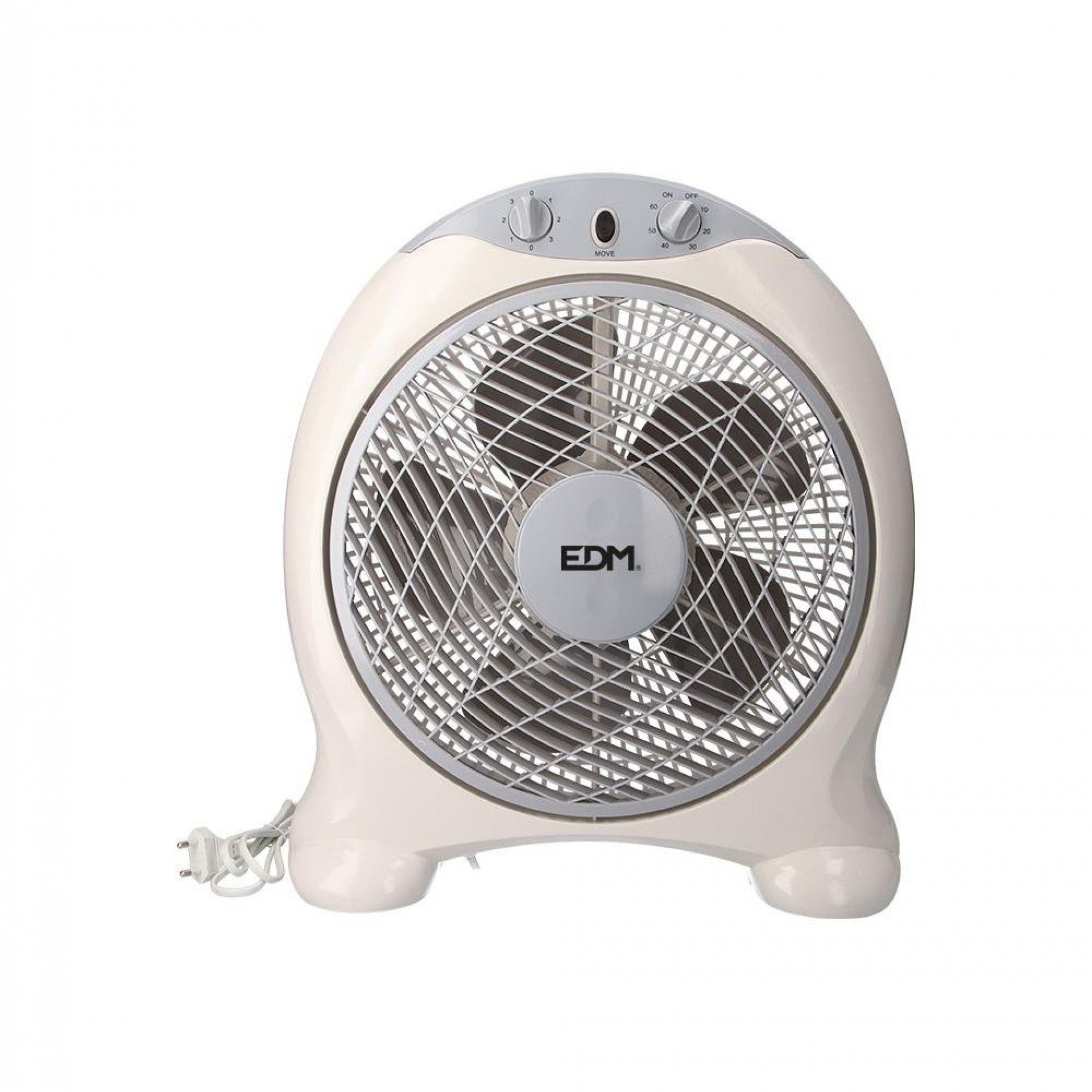 Ventoinha box fan cor branca/cinza. potencia: 45w lâminas: ø30,5cm 38,5x13x46cm refª 33951 EDM