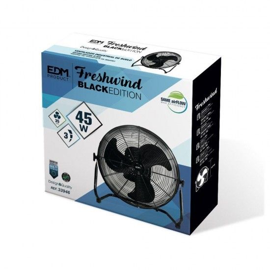 Ventoinha industrial oscilante. cor preto. pot�ncia: 45w l�minas: �35x44,5cm ref� 33946 EDM