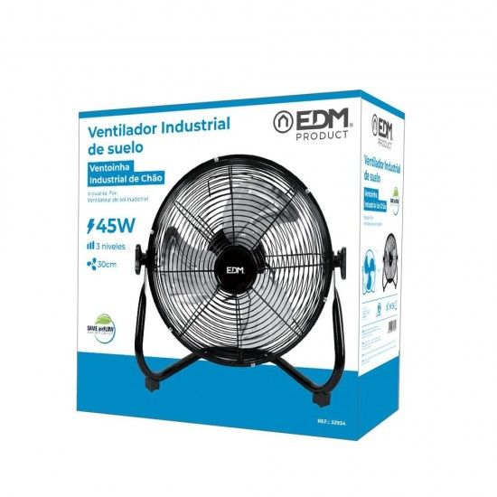 Ventoinha industrial de ch�o. cor preto. pot�ncia: 45w l�minas: �30x41cm ref� 33934 EDM