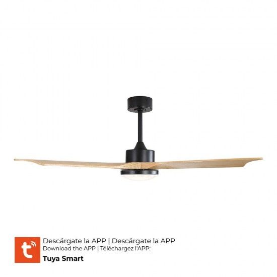 Ventoinha de teto inteligente com lâminas de madeira luz led 3000/4000/6000k báltico potência 20w re Ventoinha de teto inteligente com lâminas de madeira luz led 3000/4000/6000k báltico potência 20w re