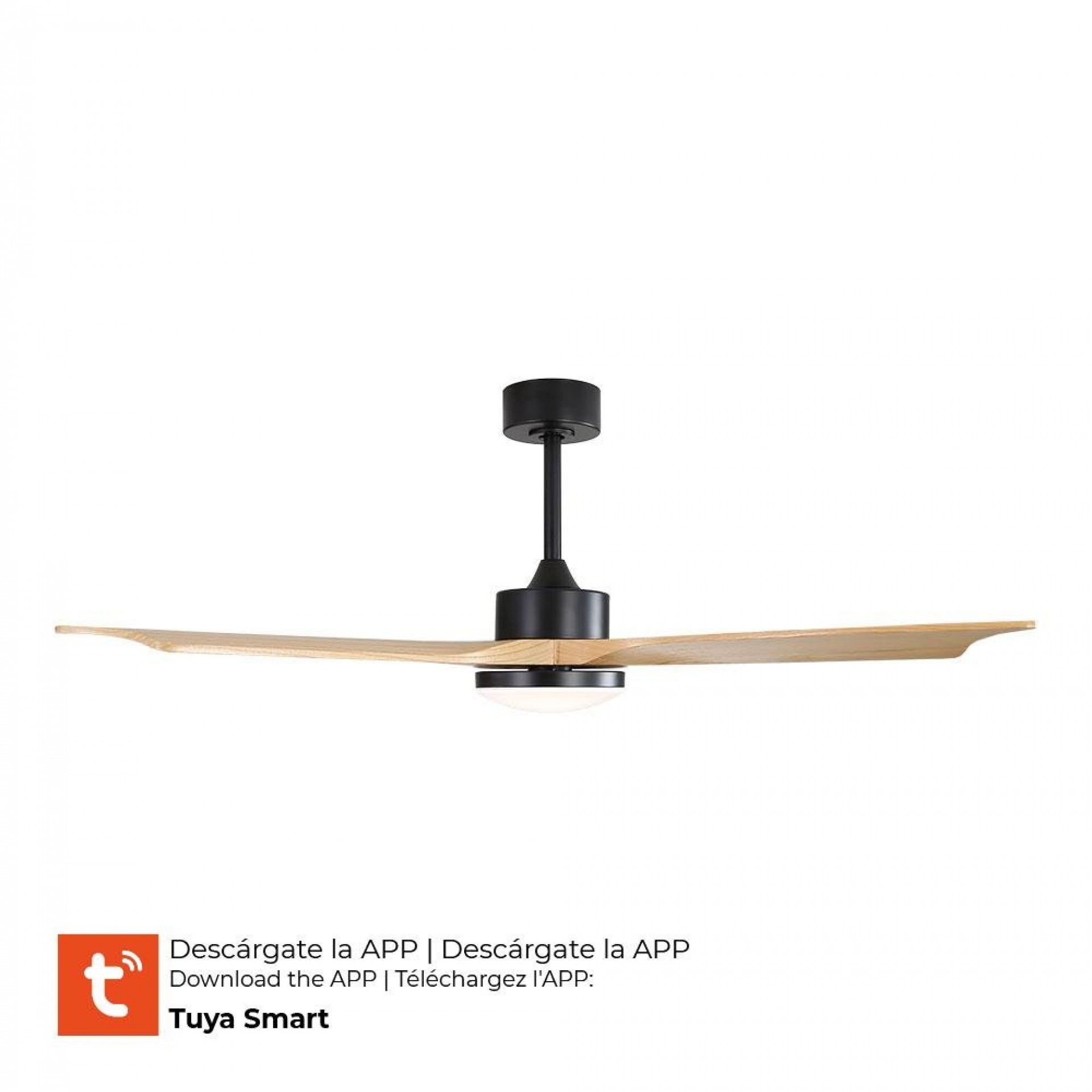 Ventoinha de teto inteligente com lâminas de madeira luz led 3000/4000/6000k báltico potência 20w re