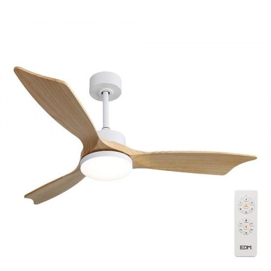 Ventoinha de teto com lminas de madeira luz led 3000/4000/6000k bltico potncia 20w ref 33819 EDM