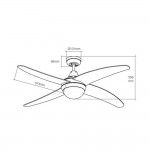 Ventoinha de teto modelo caspio. cor prata/n�quel. pot�ncia: 60w l�minas: �132cm com controle remoto