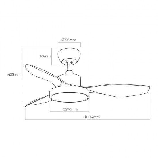 Ventoinha de teto de led 120cm 38w + luz 22w 2.160lm 3.000k - 4.000k - 5.000k mod. ártico refª 33817 Ventoinha de teto de led 120cm 38w + luz 22w 2.160lm 3.000k - 4.000k - 5.000k mod. ártico refª 33817