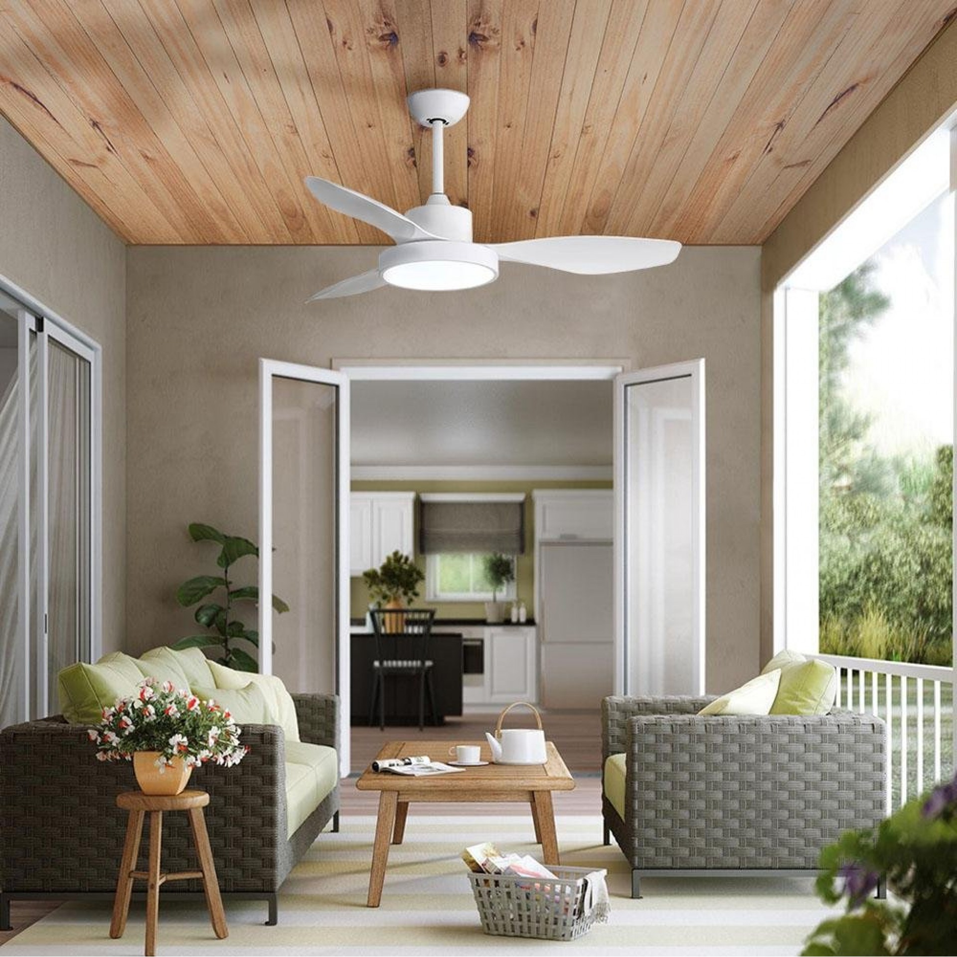 Ventoinha de teto de led 120cm 38w + luz 22w 2.160lm 3.000k - 4.000k - 5.000k mod. ártico refª 33817