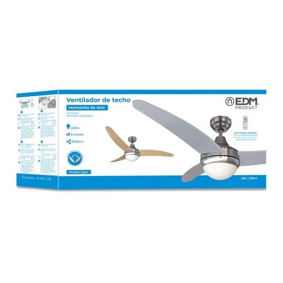 Ventoinha de teto modelo egeo. cor cormada. potência: 60w lâminas: ø122cm com controle remoto refª 3 Ventoinha de teto modelo egeo. cor cormada. potência: 60w lâminas: ø122cm com controle remoto refª 3