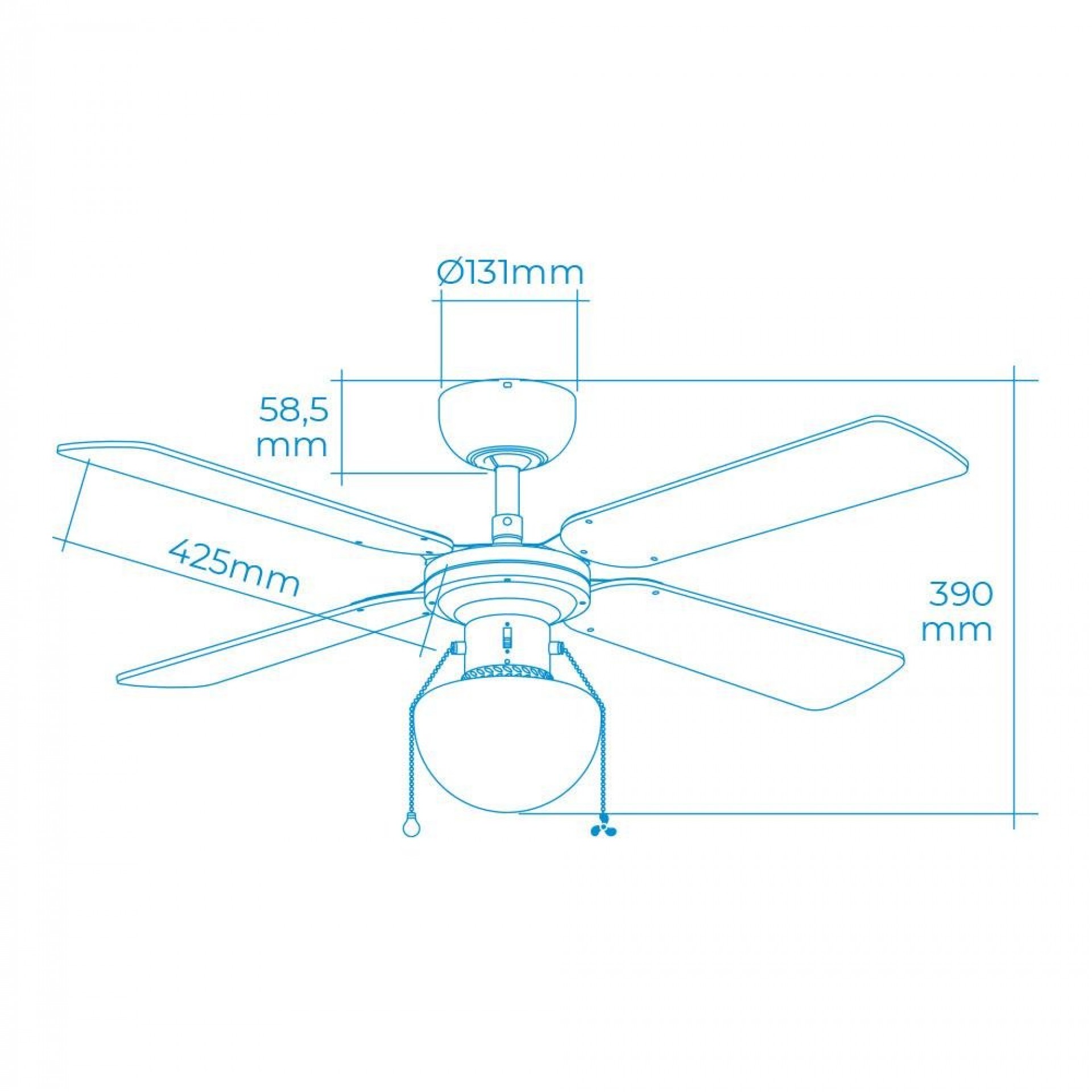 Ventoinha de teto modelo caribe. cor cromado. potência: 50w lâminas: ø102cm refª 33801 EDM