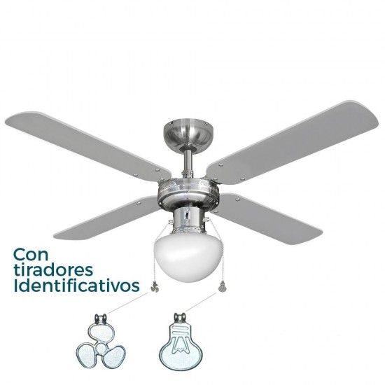 Ventoinha de teto modelo caribe. cor cromado. pot�ncia: 50w l�minas: �102cm ref� 33801 EDM