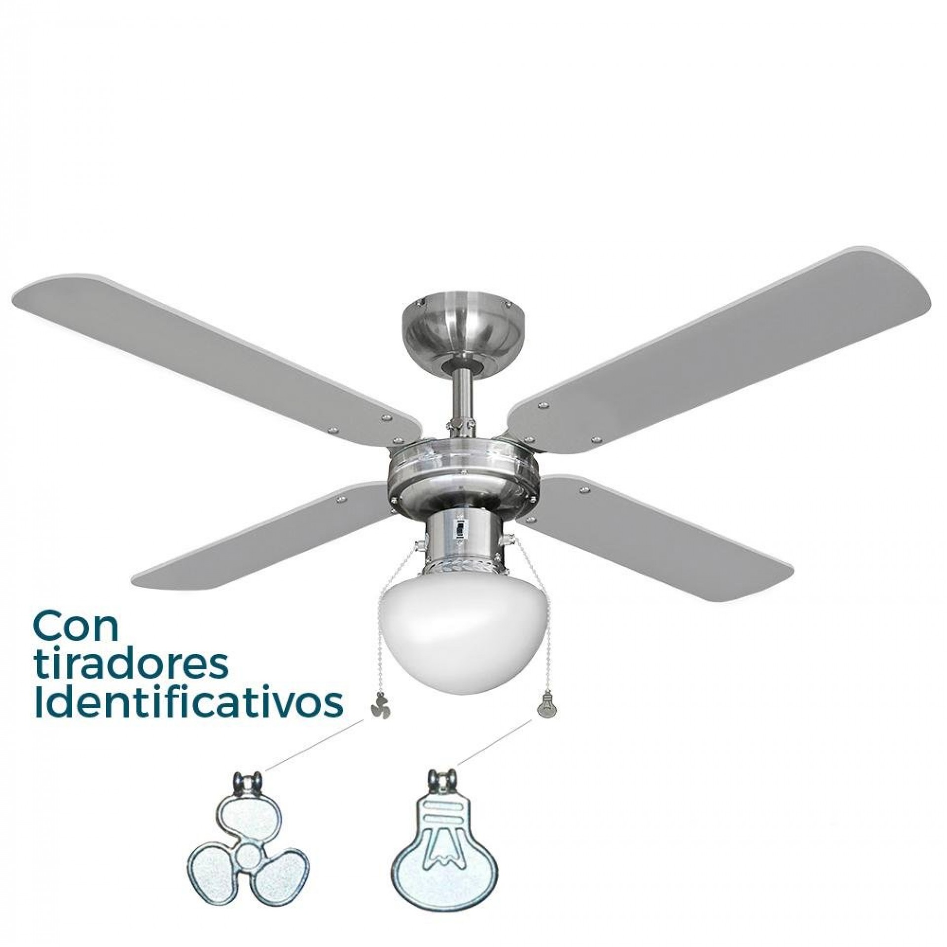 Ventoinha de teto modelo caribe. cor cromado. potência: 50w lâminas: ø102cm refª 33801 EDM