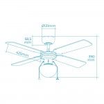 Ventoinha de teto modelo caribe. cor branco. pot�ncia: 50w l�minas: �102cm ref� 33800 EDM