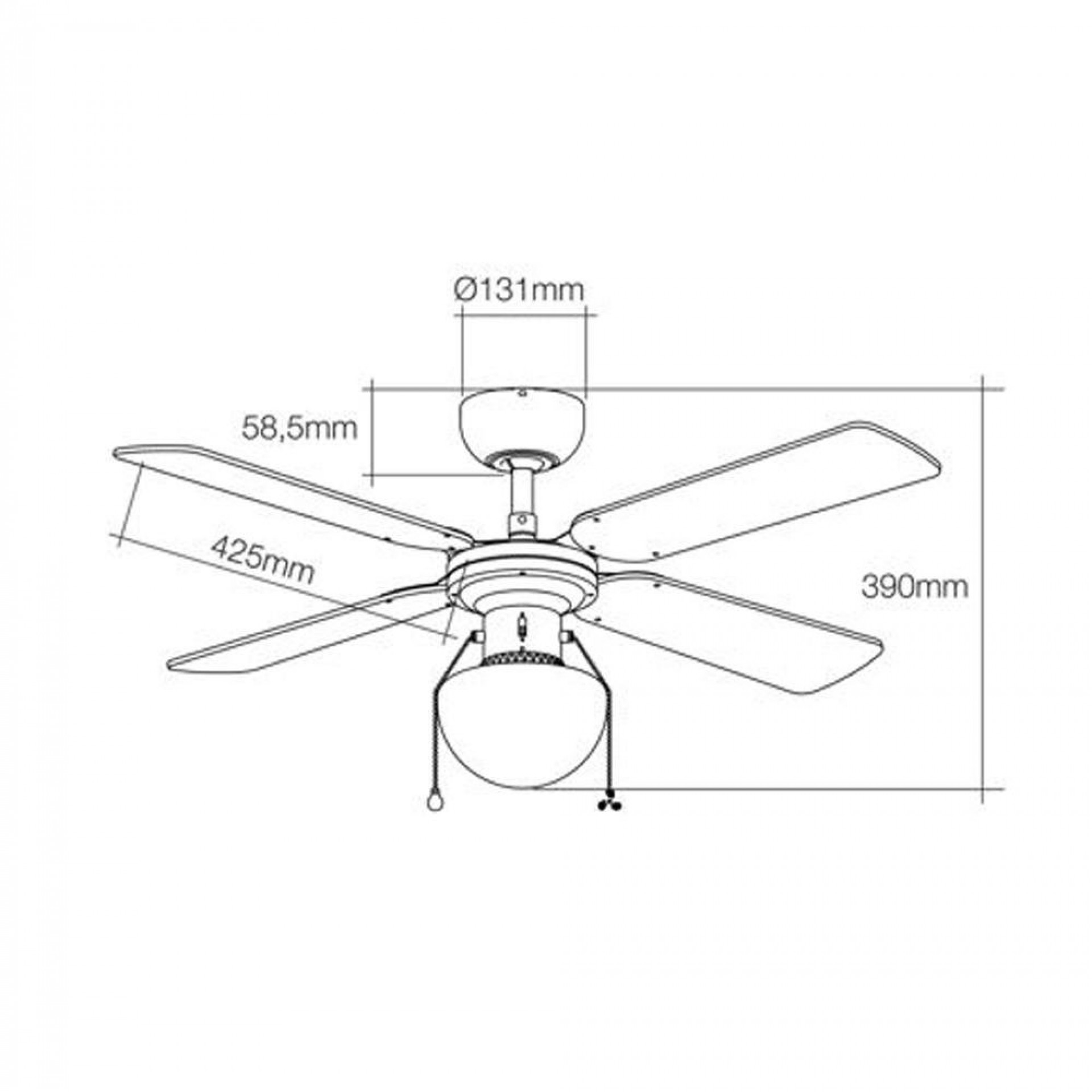 Ventoinha de teto modelo caribe. cor cromado. potência: 50w lâminas: ø102cm refª 33801 EDM