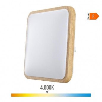 Candeeiro de superfcie quadrado led 18w 1820lm 4000k 33x5x33cm efeito madeira ref 32541 EDM