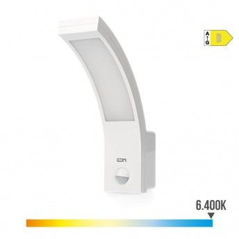 Candeeiro de parede exterior led 10w 1686lm 6400k ip54 6,6x18,8x25cm com sensor de movimento ref 32