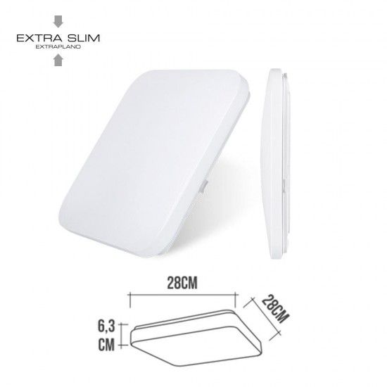 Candeeiro de superfcie led extra fino 12w 6500k 28x28x6,3cm ref 32522 EDM