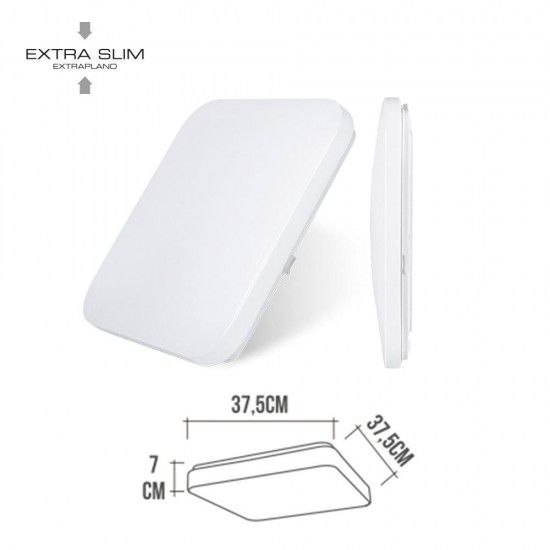 Candeeiro de superf�cie led extra fino 24w 6500k 37,5x37,5x7,1cm ref� 32526 EDM