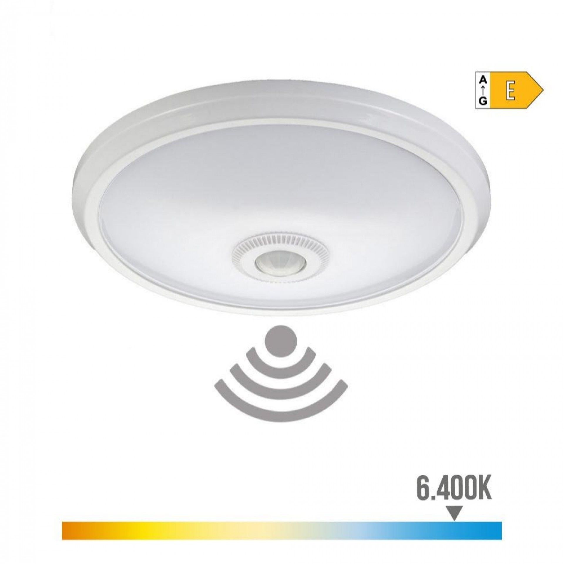 Candeeiro de teto de superfície led com sensor e luz de emergência ip20 16w 96 leds 6400k refª 32511