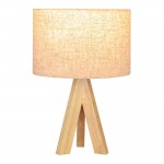 Candeeiro de mesa e27 madeira e tecido ref� 32160 EDM
