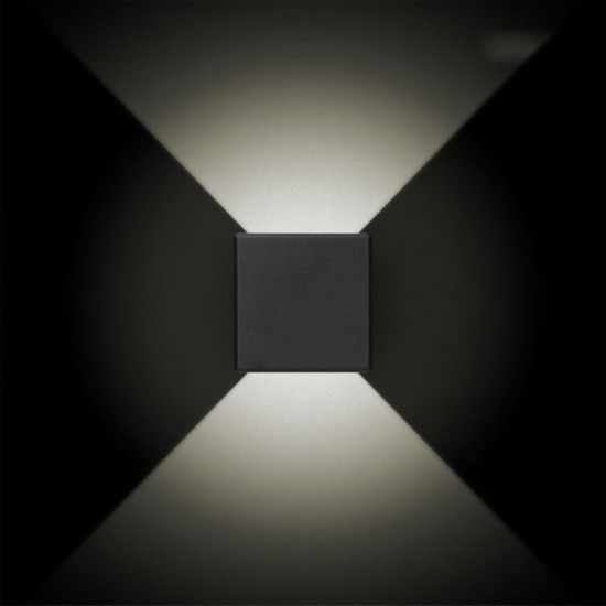 Candeeiro de parede led 3w 237lm 4000k luz dia ip54 11.5x11.5x5cm quadrado 2 projeções refª 32141 ED Candeeiro de parede led 3w 237lm 4000k luz dia ip54 11.5x11.5x5cm quadrado 2 projeções refª 32141 ED