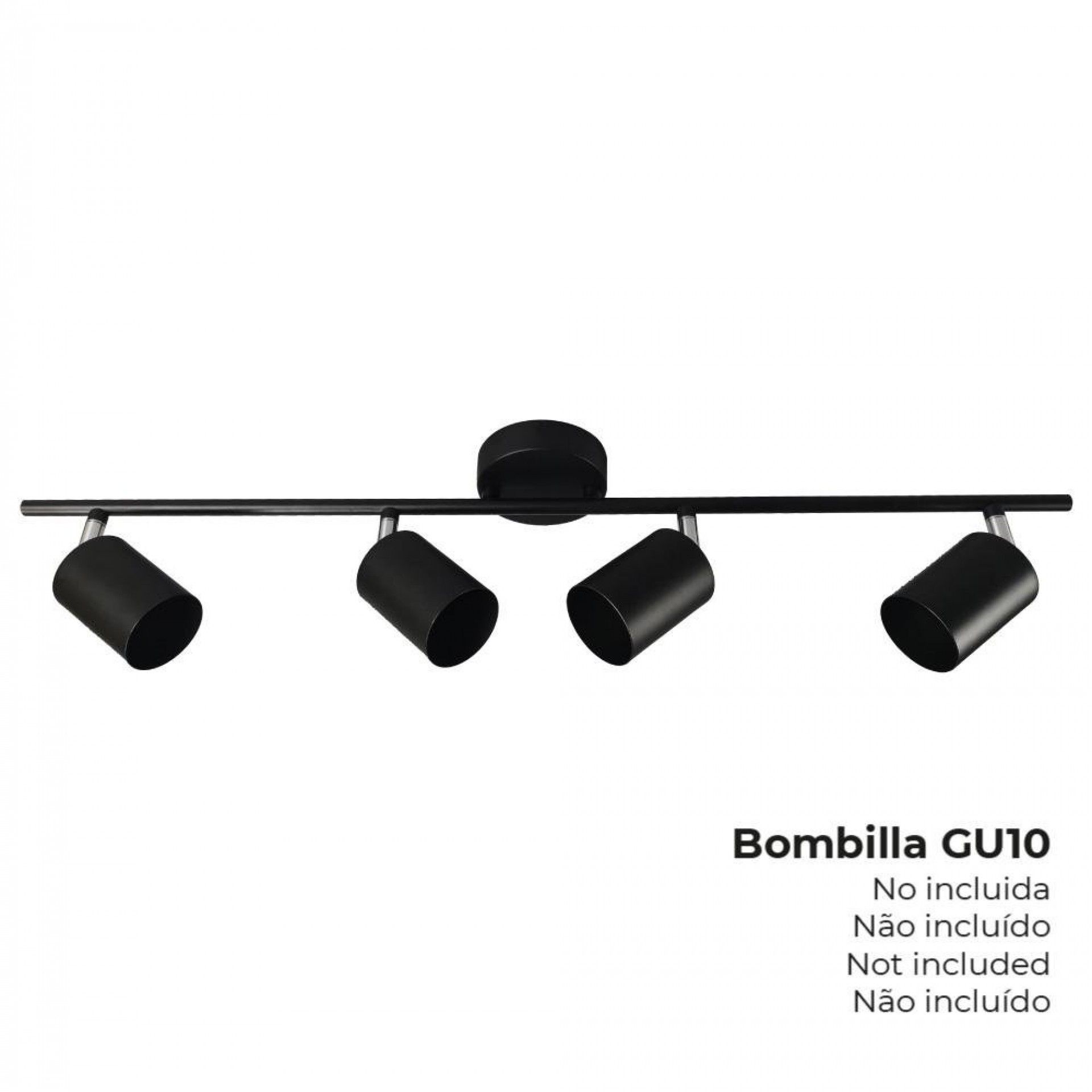 Candeeiro de teto 4 focos gu-10 preto refª 32036 EDM