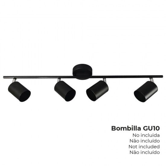 Candeeiro de teto 4 focos gu-10 preto ref 32036 EDM