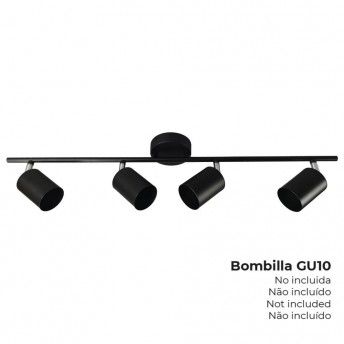 Candeeiro de teto 4 focos gu-10 preto ref 32036 EDM