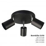 Candeeiro de teto 3 focos gu-10 preto ref 32035 EDM