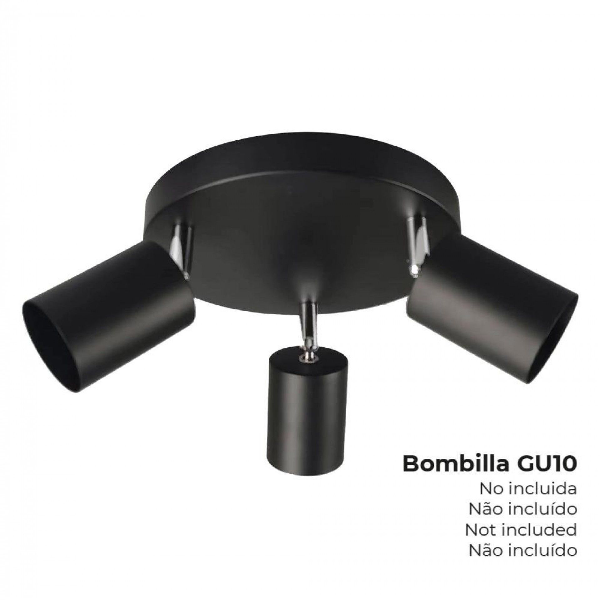 Candeeiro de teto 3 focos gu-10 preto refª 32035 EDM