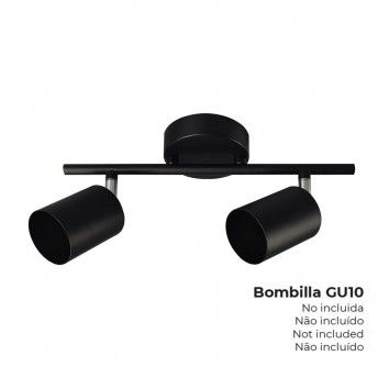 Candeeiro de teto 2 focos gu-10 preto ref 32034 EDM
