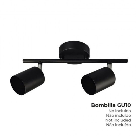 Candeeiro de teto 2 focos gu-10 preto ref 32034 EDM