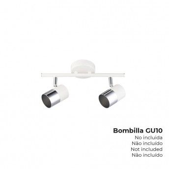 Candeeiro de teto halognio 2 focos cor cromado+branco osso gu-10 modelo moon ref 32012 EDM