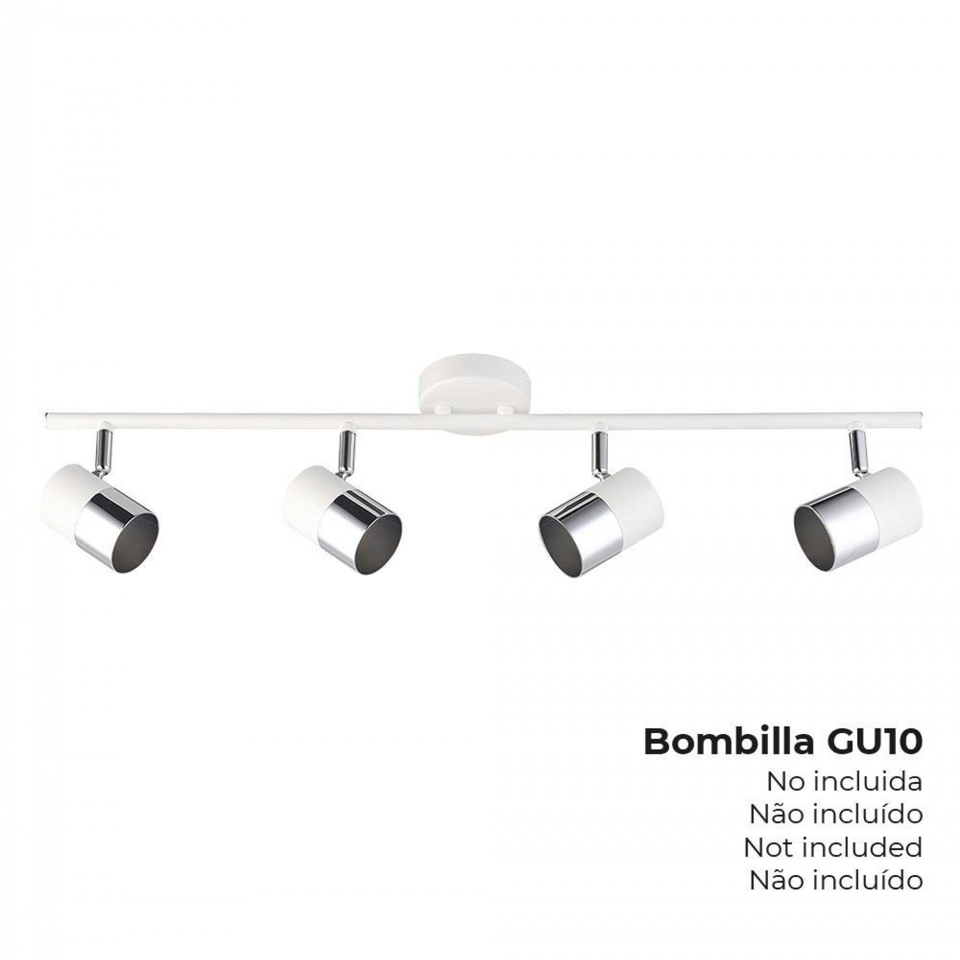 Candeeiro de teto halogénio 4 focos cor cromado+branco osso gu-10 modelo moon refª 32014 EDM