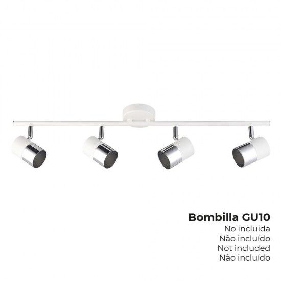Candeeiro de teto halognio 4 focos cor cromado+branco osso gu-10 modelo moon ref 32014 EDM