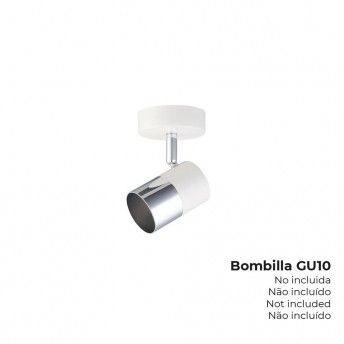Candeeiro halogénio 1 foco cor cromado+branco osso gu-10 modelo moon refª 32011 EDM Candeeiro halogénio 1 foco cor cromado+branco osso gu-10 modelo moon refª 32011 EDM