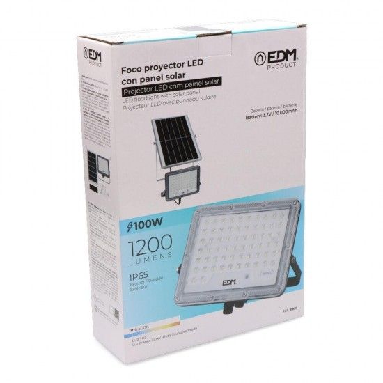 Projetor solar slim 100w 1.200lm 6.500k ref� 31857 EDM