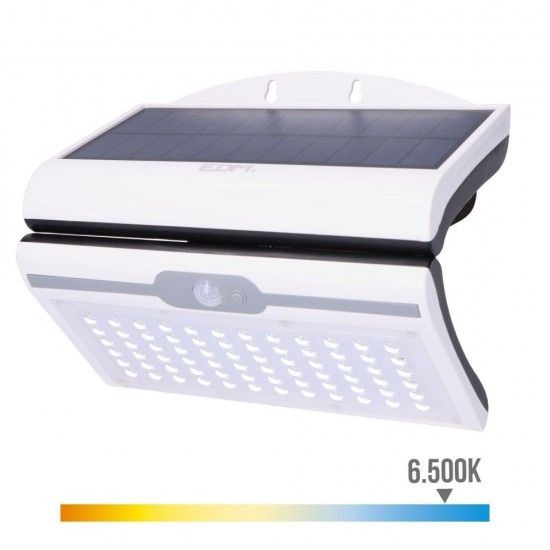 Candeeiro de parede solar 6w 430lm 6.500k com sensor cor branco ref 31848 EDM