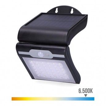 Candeeiro de parede solar 2w 220lm 6.500k com sensor cor preto ref 31847 EDM