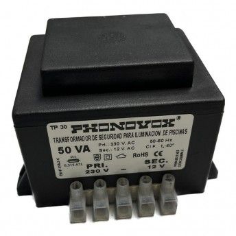 Transformador pool 50va 230/12v 50-60hz. ip-00 armadura tp31050 ref 31737 PHONOVOX