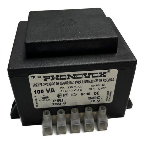 Transformador pool 100va 230/12v 50-60hz. ip-00 armadura tp31100 ref 31738 PHONOVOX