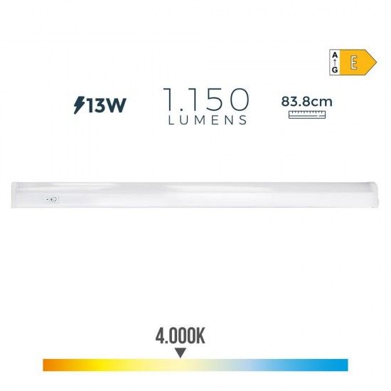 Armadura eletrónica led 13w 1150lm 4000k luz dia 83.8x2.2x3.6cm refª 31696 EDM Armadura eletrónica led 13w 1150lm 4000k luz dia 83.8x2.2x3.6cm refª 31696 EDM
